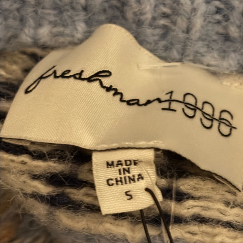 NWT Freshman 1996 Blue Fair Isle Nordic Patterned cardigan Sweater-S - Picture 7 of 7